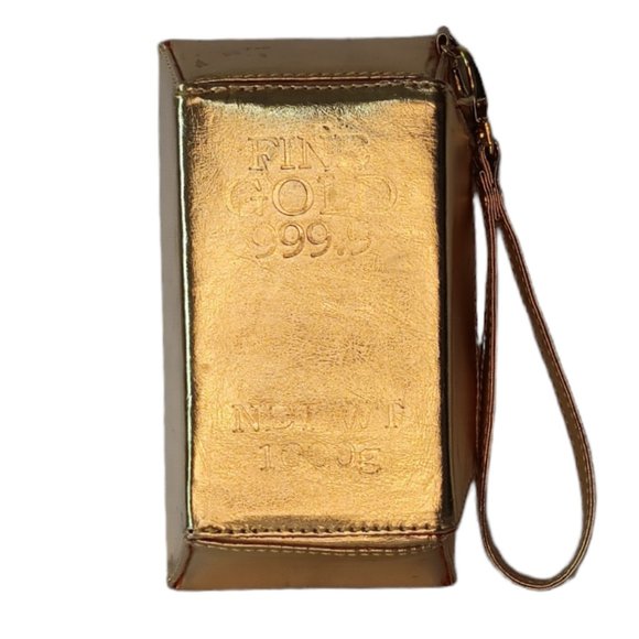 Gold Bar Purse Wristlet Clutch with Red Interior - Picture 1 of 12